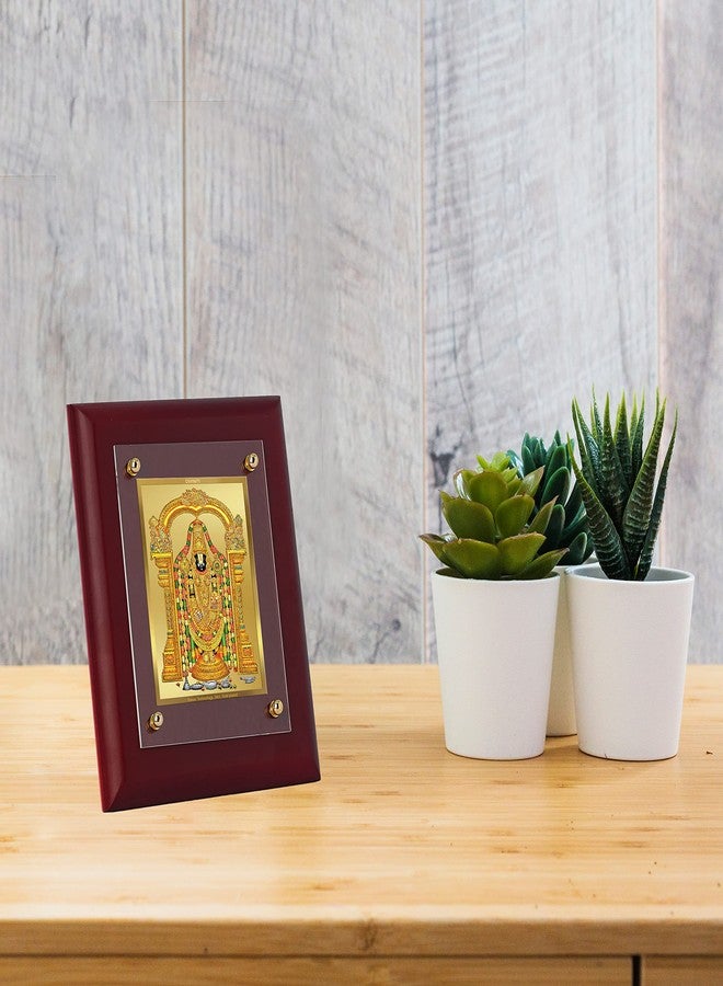 DIVINITI Tirupati Balaji Gold Plated Wall Rectangular Photo Frame,Table Décor|Mdf 2.5 Wooden Wall Photo Frame And 24K Gold Plated Foil|Religious Photo Frame Idol For Pooja,Gifts Items (25x20Cm) - Image 1